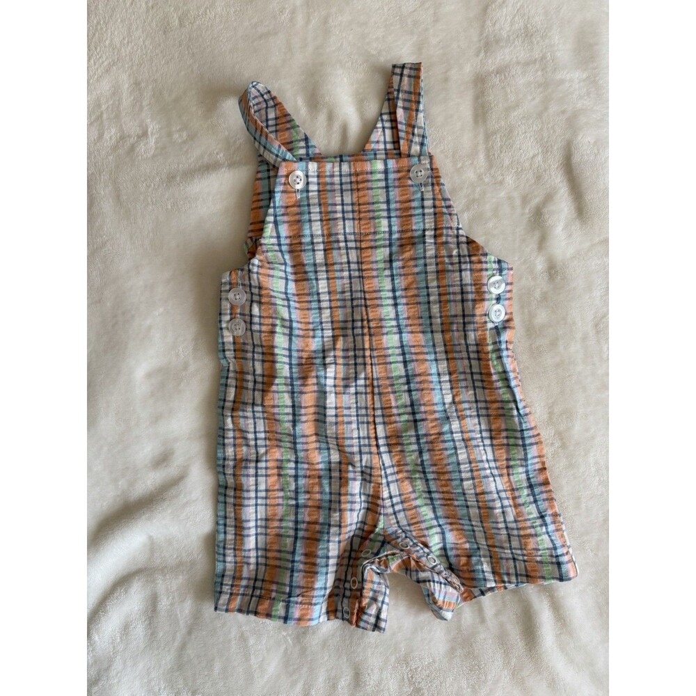 Laughing Llama 18M Boy Baby Plaid Multicolor Cotton Overall One-Piece Romper